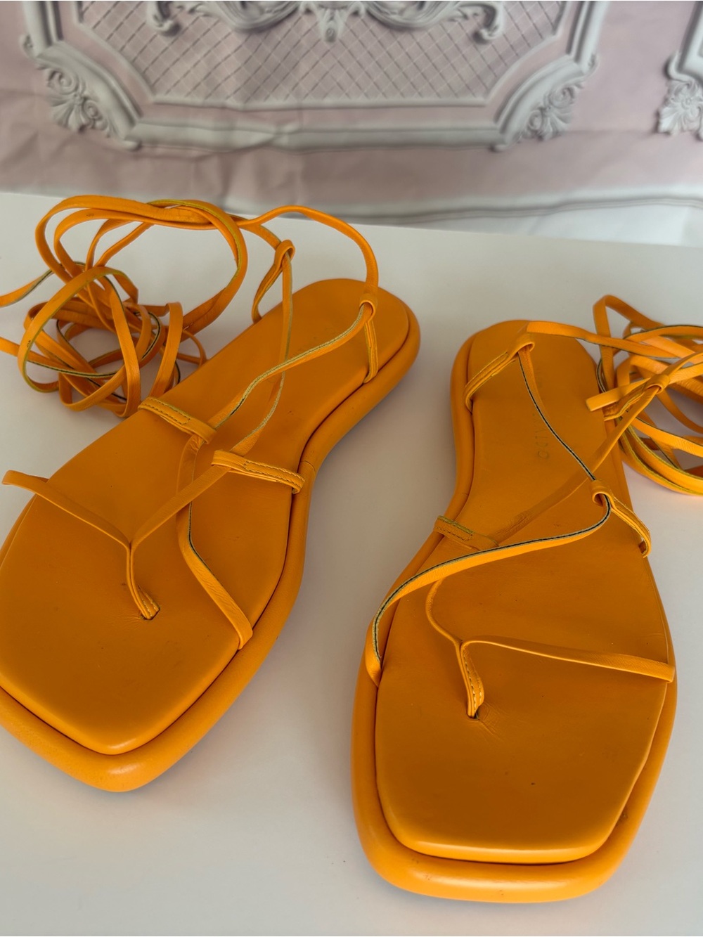 Ilio Smeraldo Geraldine Boubill Women’s Strappy Lace-Up Orange Sandals
